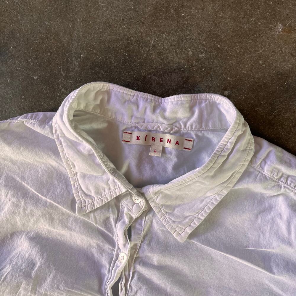 Mens designer XIRENA casual button down white blank longsleeve shirt size Large